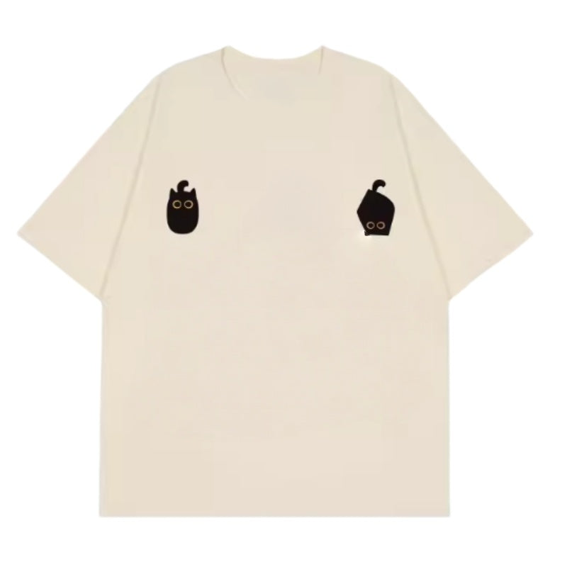 Apricot Quirky Cat Print T-Shirt