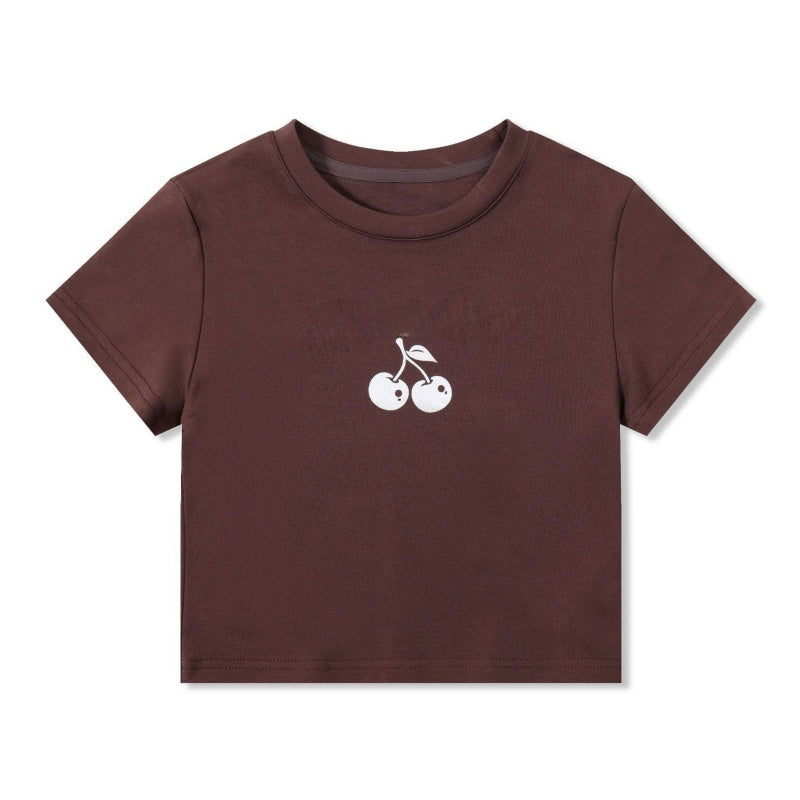T-Shirt with Brown Cherry Graphic