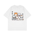 White Loose Cat Graphic T-Shirt