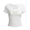 T-Shirt with Green Butterfly Graphic